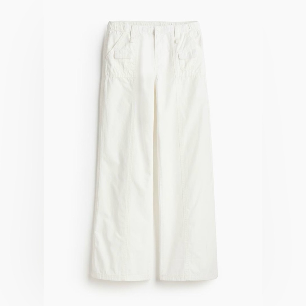 H&M Women’s 18 Canvas Cargo Pants Cream- NWT